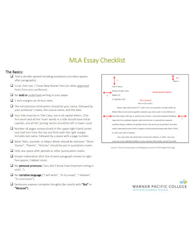 mla paper format essay checklist