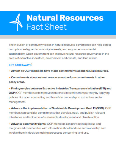 natural resources fact sheet