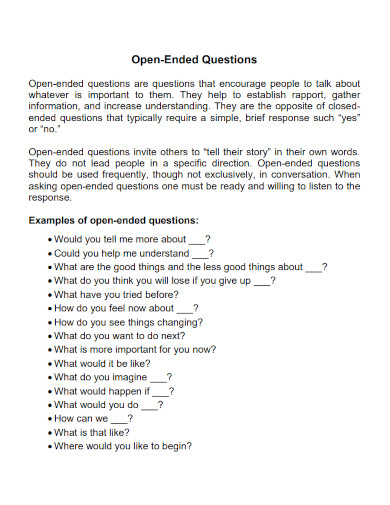 open ended essay question examples