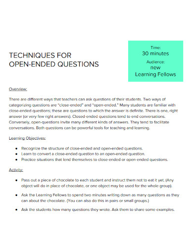 open ended questions techniques