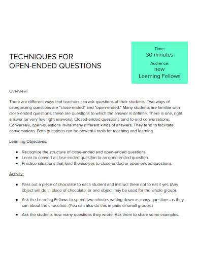Open Ended Questions - 20+ Examples, Format, How to Create, PDF