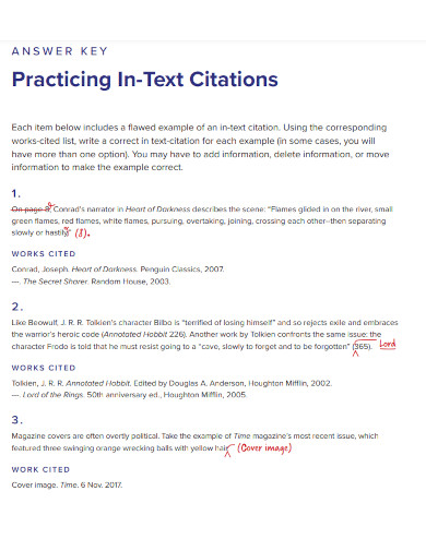 practicing mla in text citations