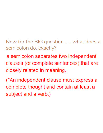 semicolon presentation