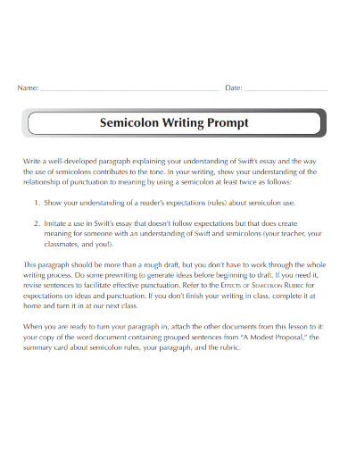 semicolon writing prompt template 