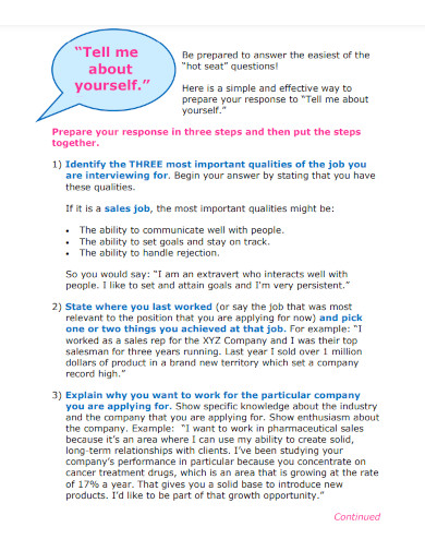 Tell Me About Yourself - 40 Examples, Tips, How to Answer, PDF