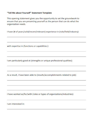 tell me about yourself statement template
