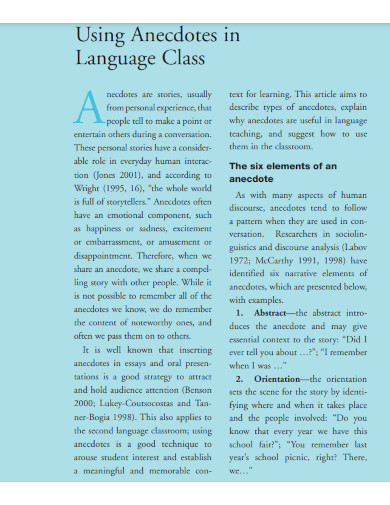 using anecdotes in language class 