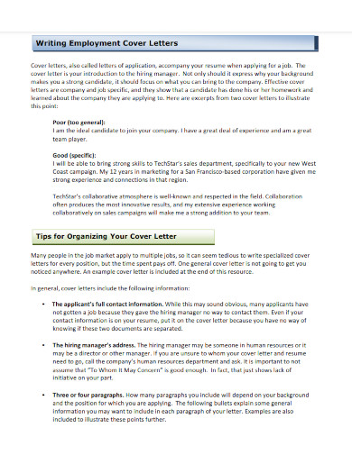 writing employment good cover letters