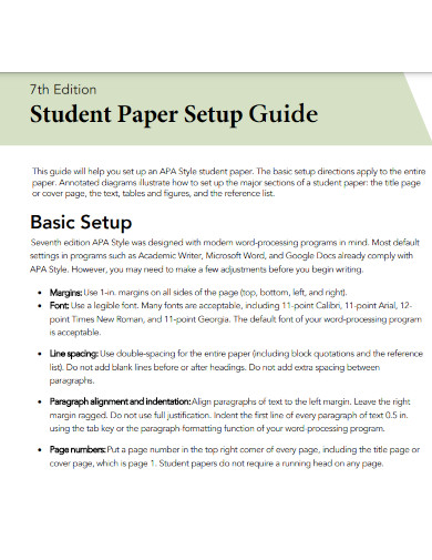 APA Style 7th Edition Student Paper Setup Guide