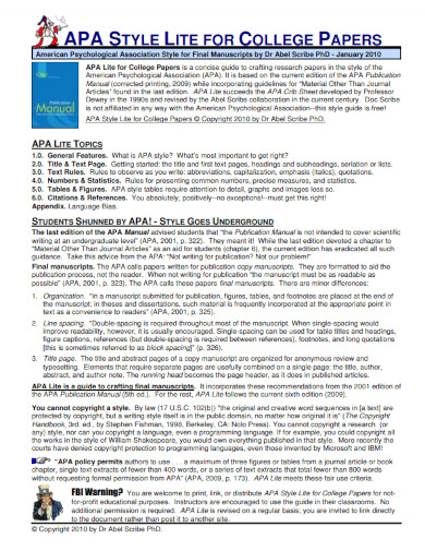 apa style lite for college papers