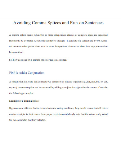 avoiding comma splices and run on sentences
