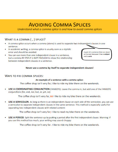 avoiding comma splices