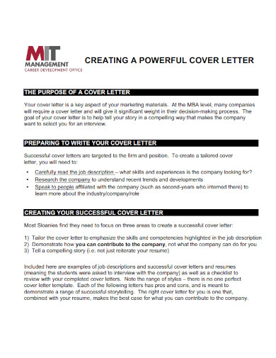 creating powerfull job cover letter