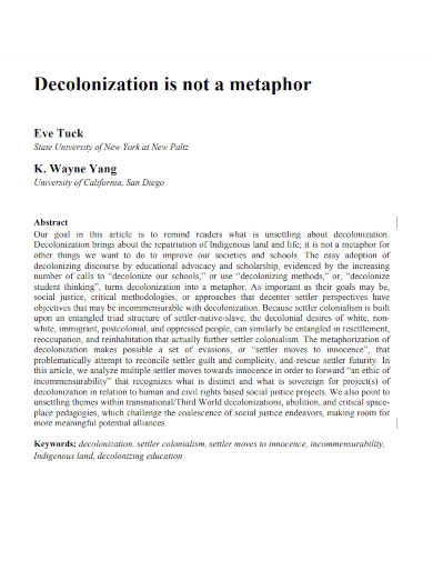 decolonization is not a metaphor