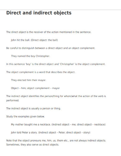 Direct Object - Examples, How to Identify, PDF