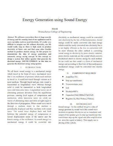 energy generation using sound energy