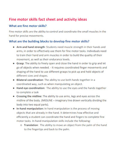 fine motor skills fact sheet and activity ideas