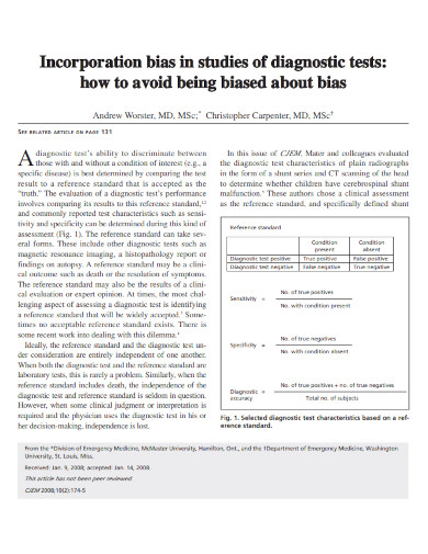 incorporation bias in studies of diagnostic tests