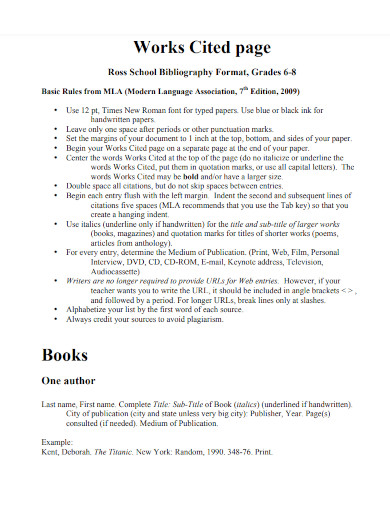 mla bibliography guideliness middle school