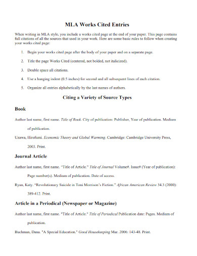 MLA Format Works Cited 10 Examples Format How To Write PDF