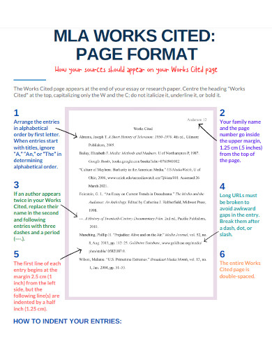 MLA Works Cited Page - 24+ Examples, Format, How to Write, PDF