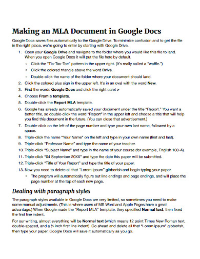 making an mla document in google docs