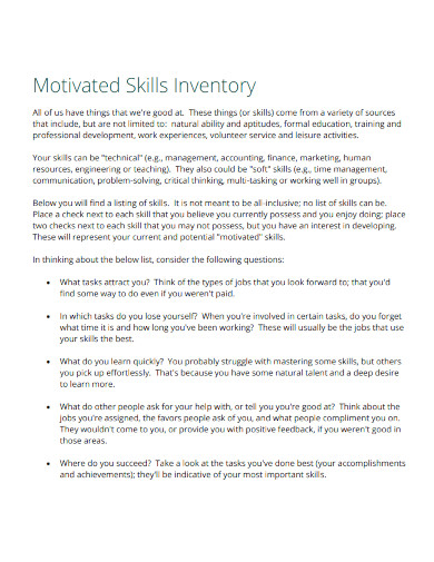 motivated skills inventory