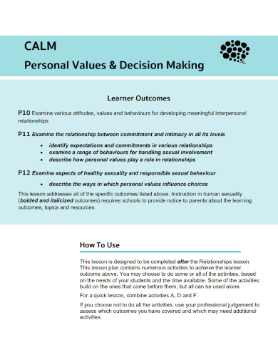personal values decision making