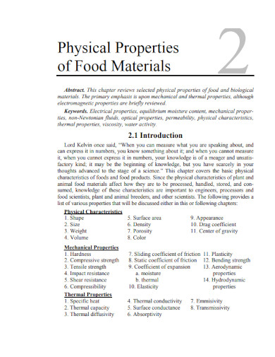 physical properties of food materials