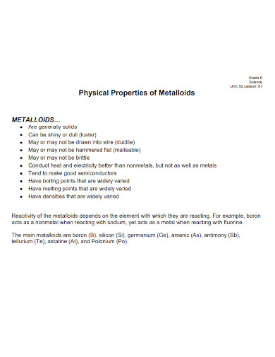 physical properties of metalloids