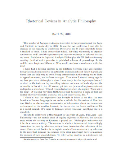 rhetorical devices in analytic philosophy
