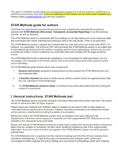 star methods guide for authors 