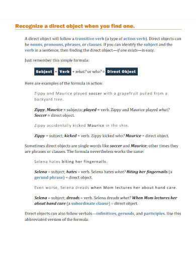 Direct Object - Examples, How to Identify, PDF
