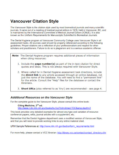 vancouver citation style