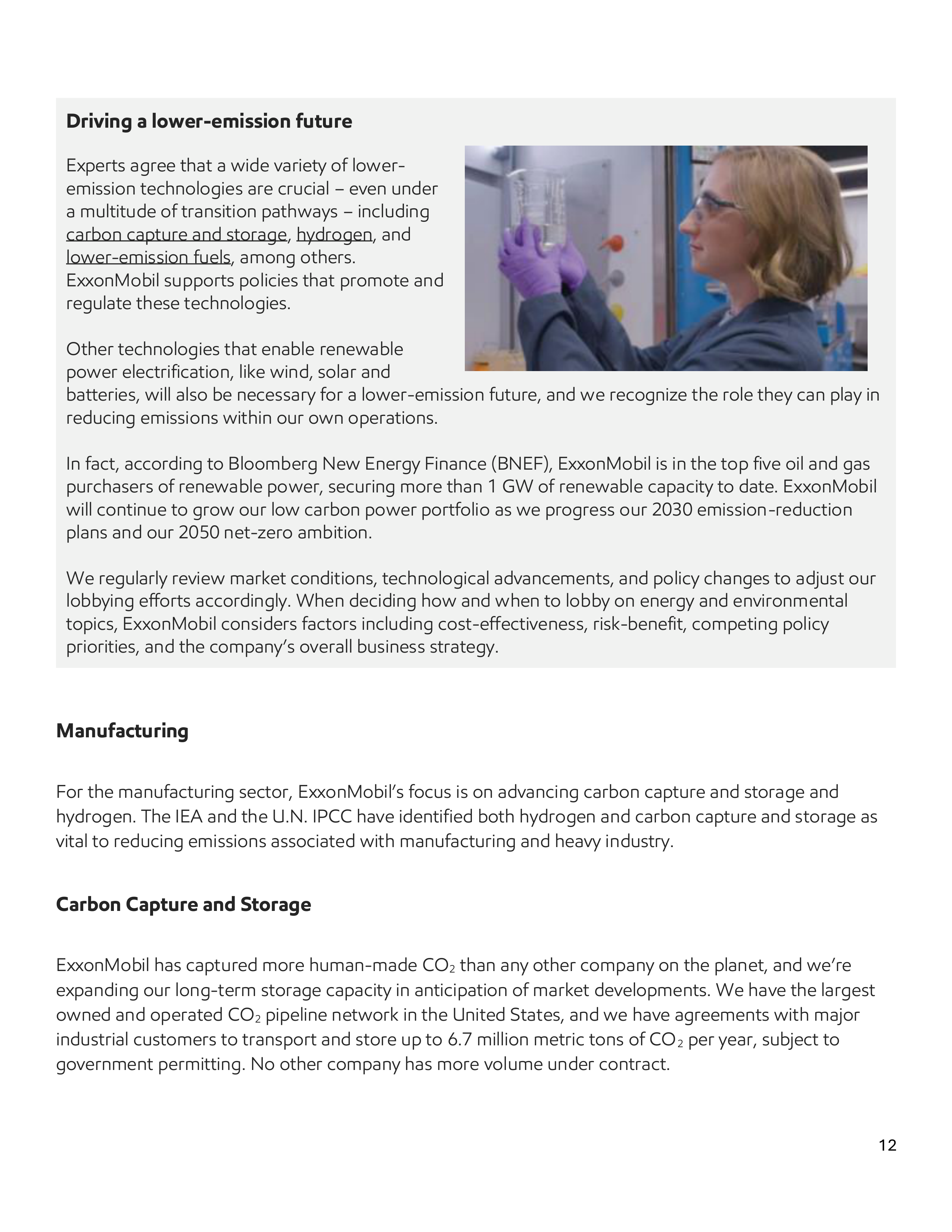 ExxonMobil Advocacy Report — page 12
