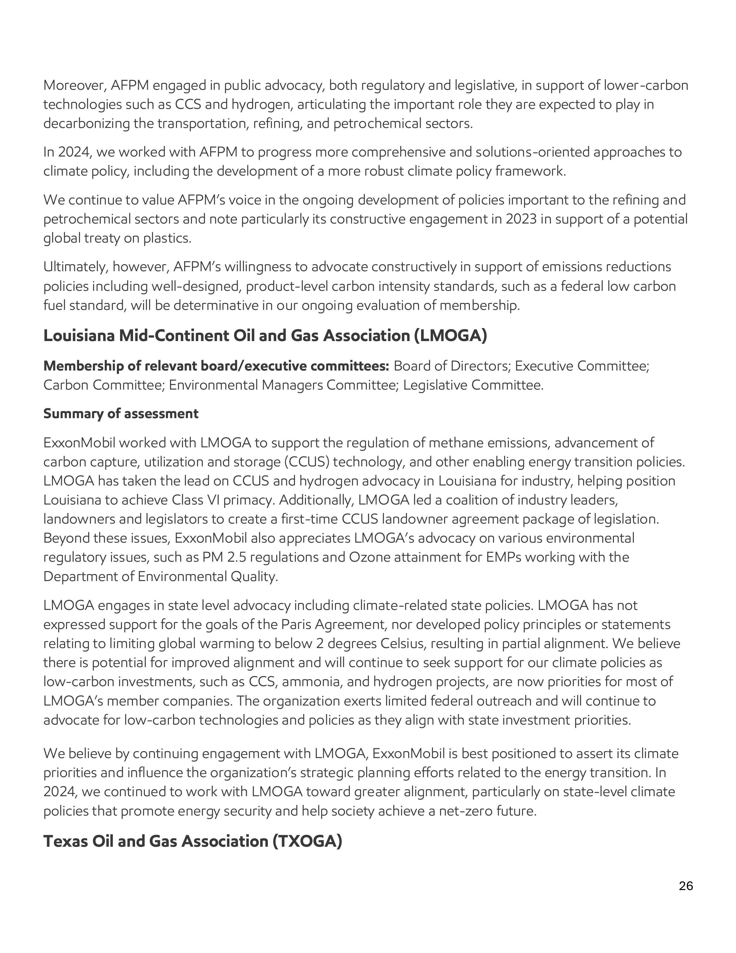ExxonMobil Advocacy Report — page 26