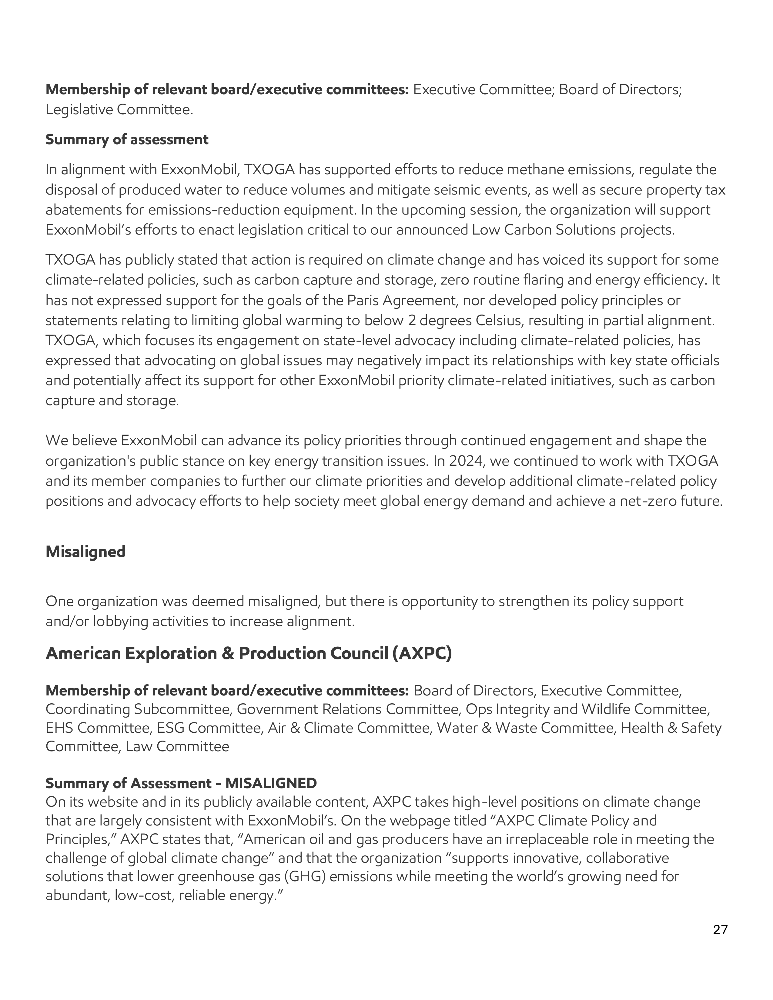 ExxonMobil Advocacy Report — page 27
