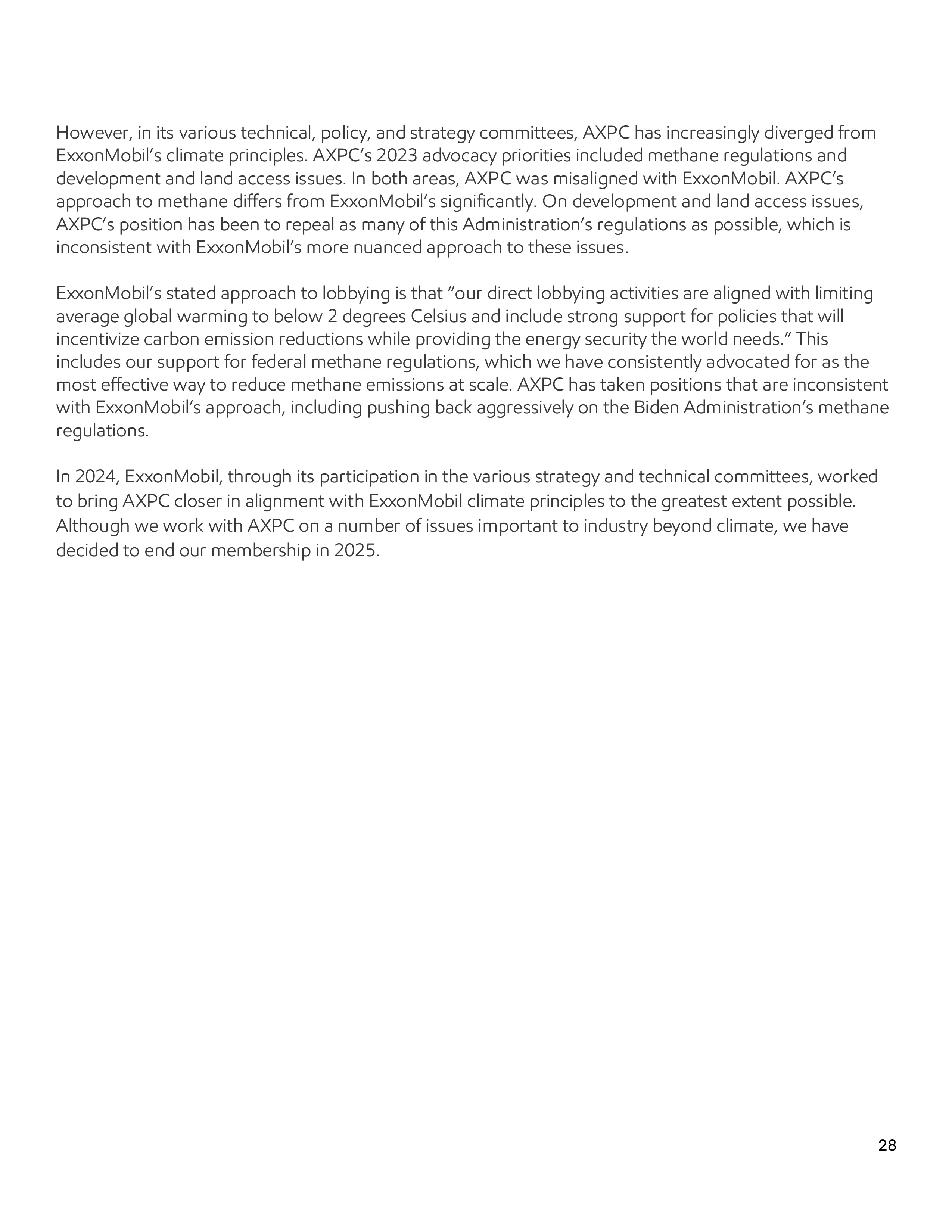 ExxonMobil Advocacy Report — page 28