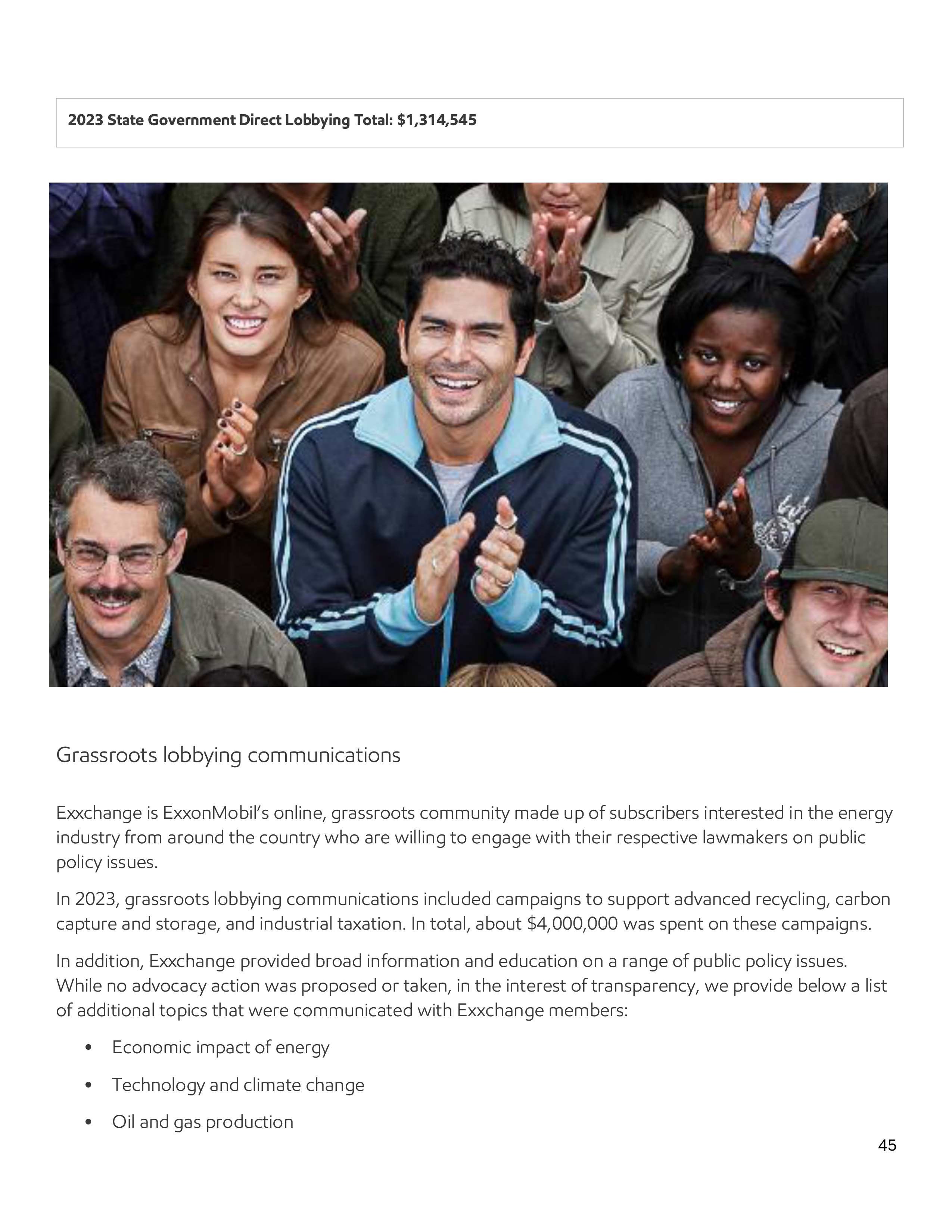 ExxonMobil Advocacy Report — page 45