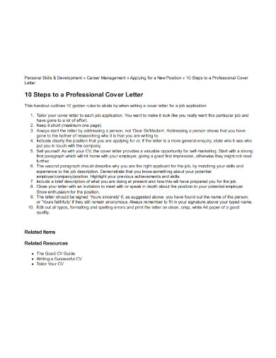 10 steps to a professional cover letter