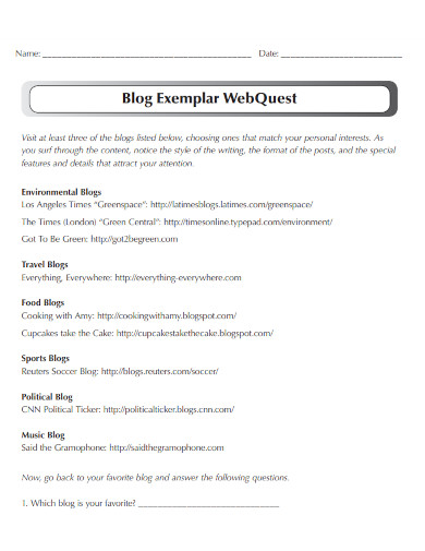 blog exemplar webquest 