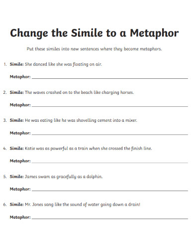 change the simile to a metaphor