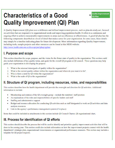 characteristics of a good quality improvement