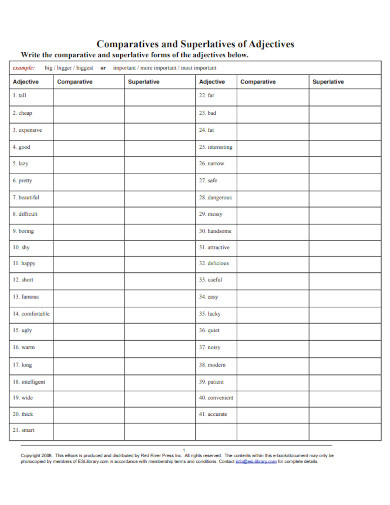 comparatives and superlatives of adjectives