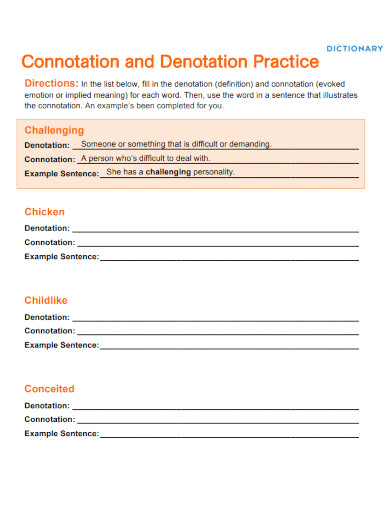 connotation and denotation practice