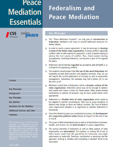 federalism and peace mediation concurrent powers