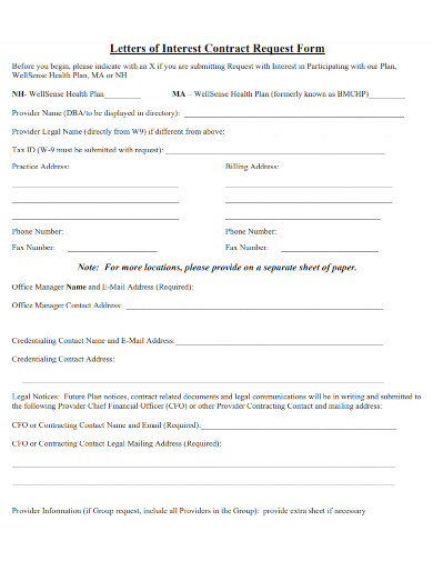 letter of interest request form