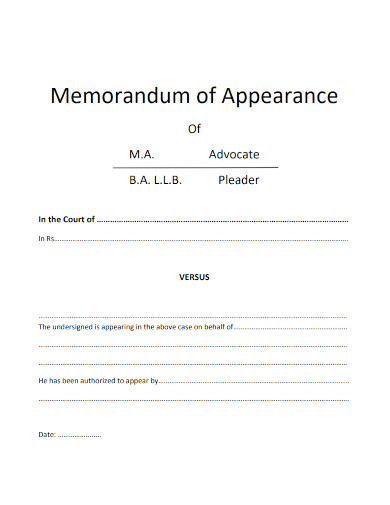 memorandum of appearance template 