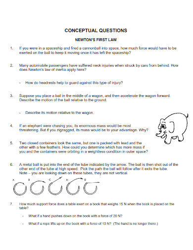 newtons first law conceptual worksheet 