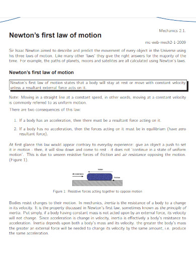 newtons first law of motion